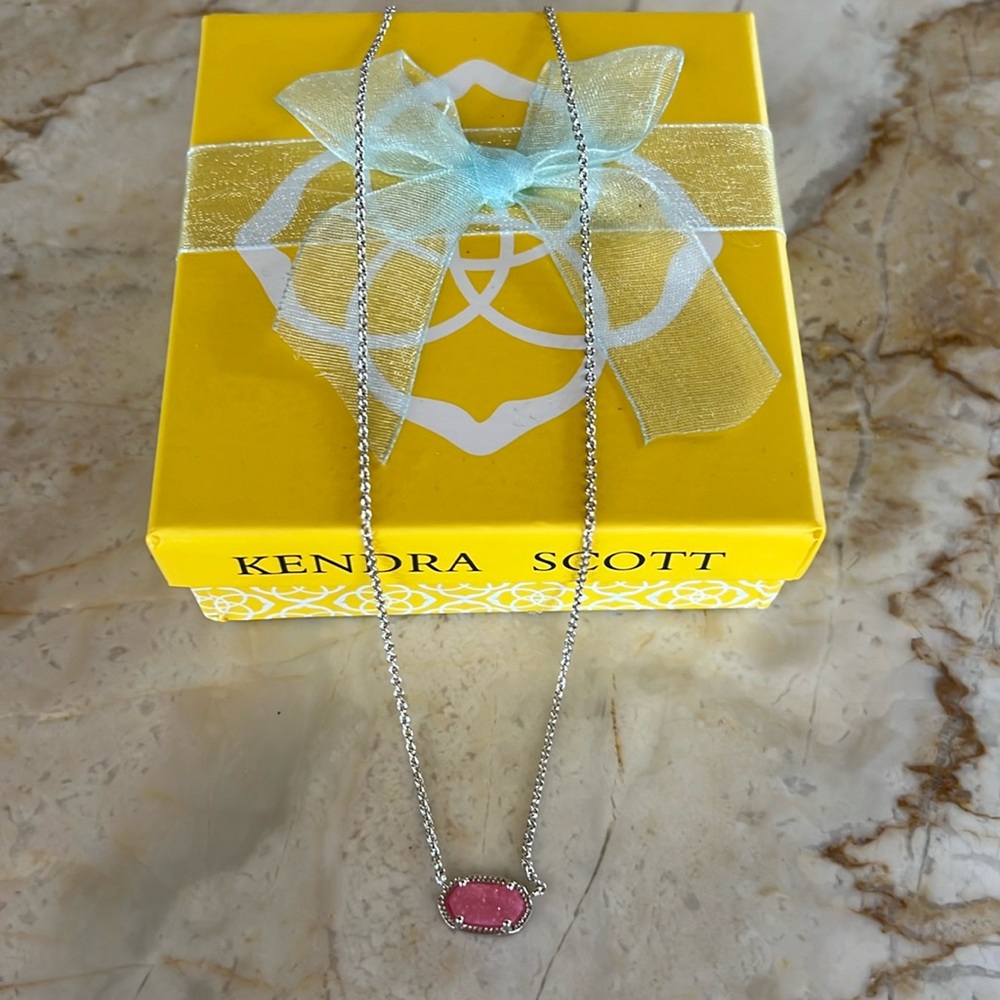 NWT Elisa Silver Pendant Necklace in Azalea Illusion